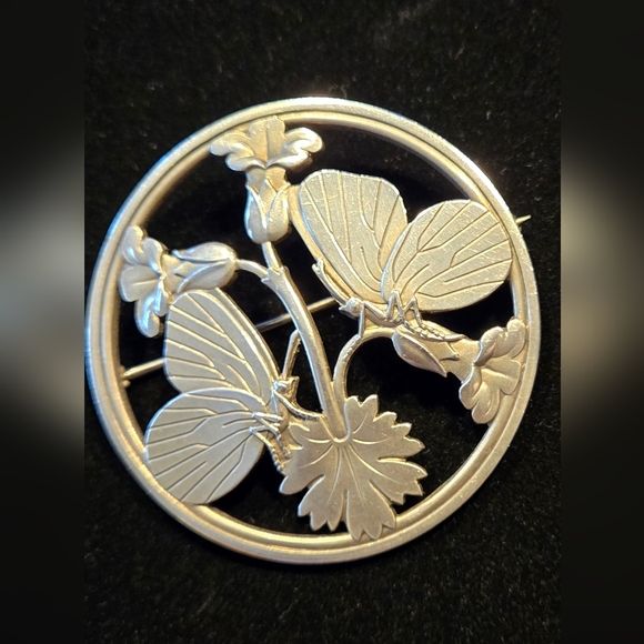 Vintage Georg Jensen Danish "Midnight Blossom" Brooch - Picture 1 of 4